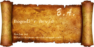 Bognár Arvid névjegykártya